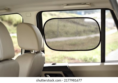 Rectangular Black Side Window Sun Shade, On A Car 