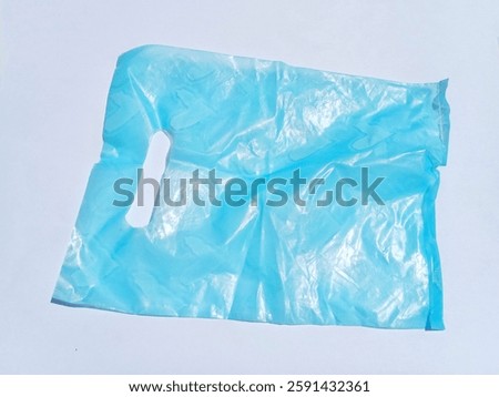 Rectangular blue plastic bag on a white background