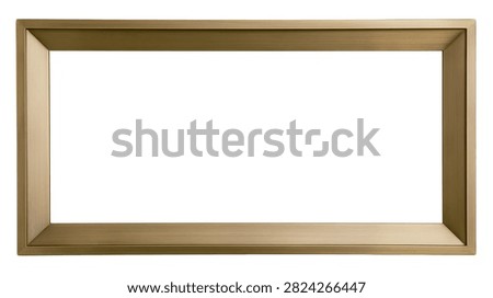 Rectangular brushed brass metal picture frame with wide beveled edges