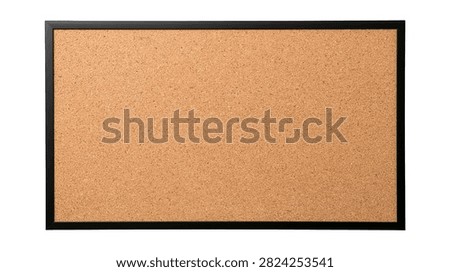 Rectangular cork bulletin board with a thin black wooden frame