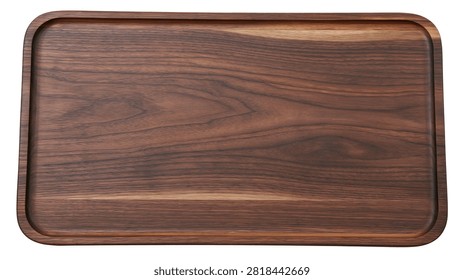 Rectangular dark walnut wooden serving tray with rounded corners