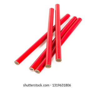 rectangular flat red pencil isolated on white