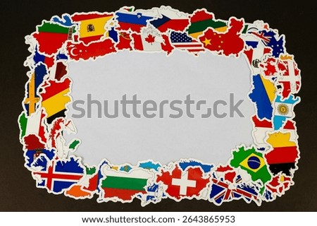 Rectangular Frame Made of Country Flag Shapes. International Border Concept.