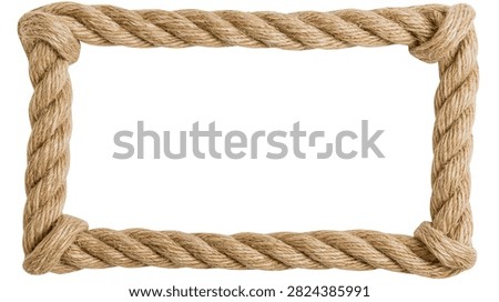 Rectangular frame made of thick twisted natural brown jute rope