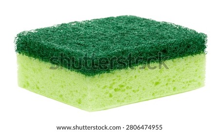 Rectangular kitchen cleaning sponge with green abrasive scouring pad