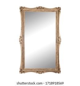 Rectangular Large Vintage Mirror Isolated On White Background