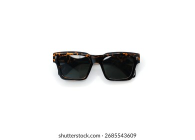 Rectangular Leopard Print Sunglasses on White Background