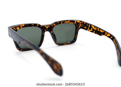 Rectangular Leopard Print Sunglasses on White Background
