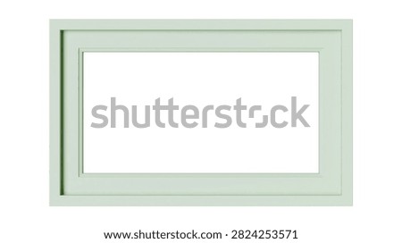 Rectangular light green wooden picture frame with empty center