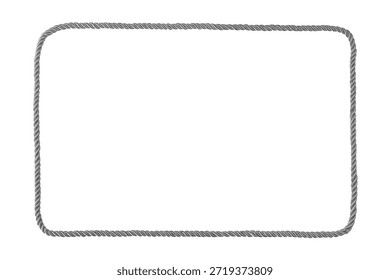Rectangular nautical rope frame isolated on white background. Marine and sailing design element for borders, banners, invitations and coastal themed layouts.