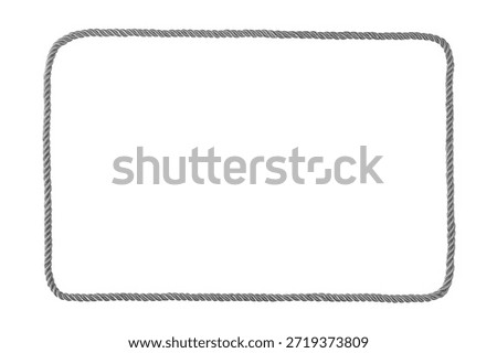 Rectangular nautical rope frame isolated on white background. Marine and sailing design element for borders, banners, invitations and coastal themed layouts.