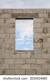 Rectangular Opening For Future Window In Exterior Concrete Wall Of Single-family House Under Construction In Southwest Florida