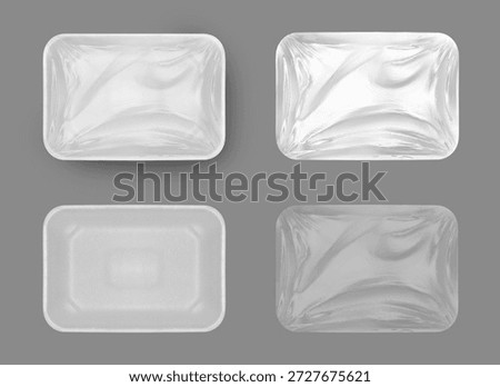 RECTANGULAR PACKAGING WITH PLASTIC FILM, TOP VIEW.