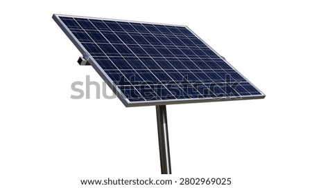 Rectangular photovoltaic solar panel mounted on a single metal pole