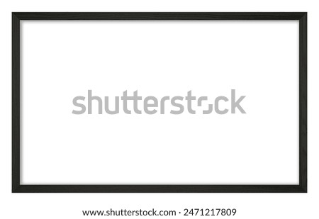 Rectangular picture frame. Old wooden frame, vintage style, with empty space and isolated white background.