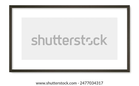Rectangular picture frame. Old wooden frame, vintage style, with empty space and isolated white background