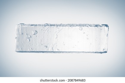 A rectangular piece of clean ice, isolated on white background. Purity concept.