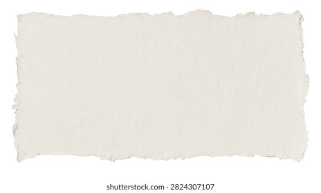 Rectangular piece of handmade paper with rough torn deckle edges