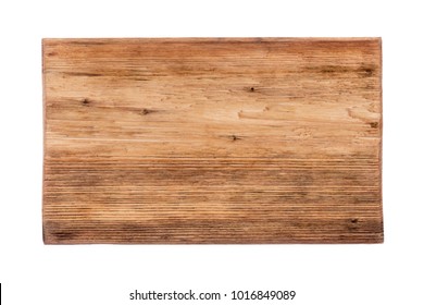 Rectangular piece of wood with a natural texture, pattern. Isolated on white background