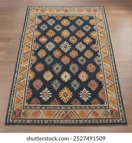 Close-up Photo Handmade Antique Rug Displayed AI-generated image ...