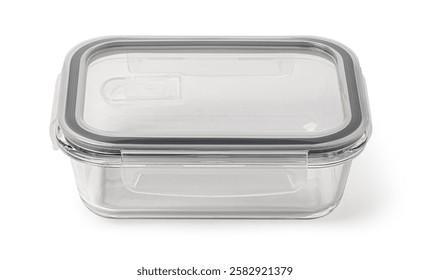 Rectangular sealed glass container with plastic lid, ideal for storing food, leftovers, or meal prepping