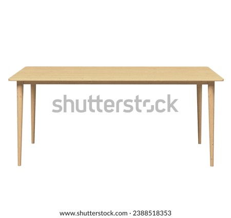 Rectangular shaped table or wooden table isolated. 3d illustration
