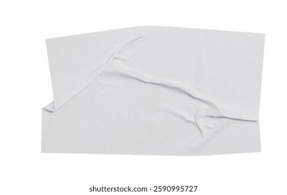 Rectangular sheet of white paper with folded corner, isolated on white background, providing copy space for text or design
