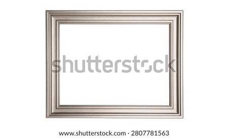 Rectangular silver metallic picture frame with ornate beveled edges