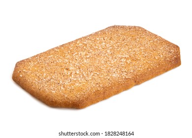 Rectangular sugar coated cinnamon biscuit isolated on white.