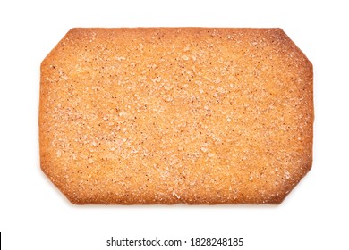Rectangular sugar coated cinnamon biscuit isolated on white. Top view..