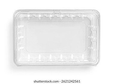 Rectangular transparent plastic container for food storage, ideal for packaging and preserving freshness