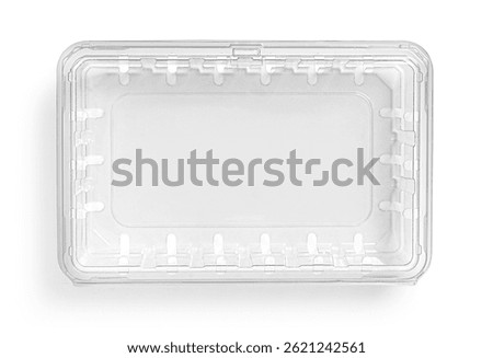 Rectangular transparent plastic container for food storage, ideal for packaging and preserving freshness