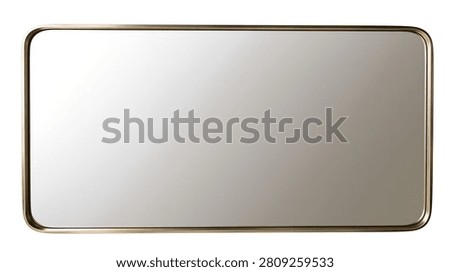 Rectangular wall mirror with rounded corners and thin metallic bronze frame