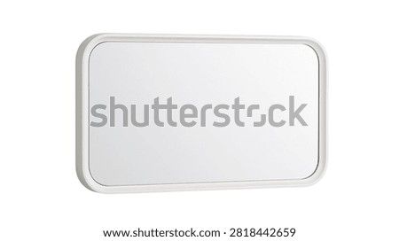 Rectangular wall mirror with a simple minimalist white plastic frame
