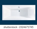 Rectangular white bathtub, high angle shot