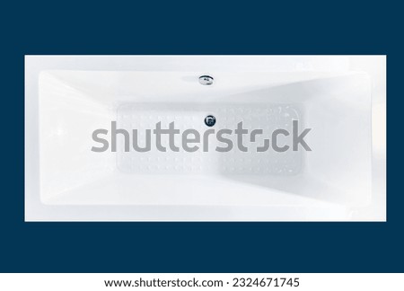 Rectangular white bathtub, high angle shot