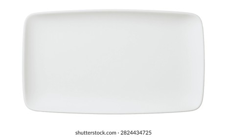 Rectangular white ceramic serving platter with rounded corners