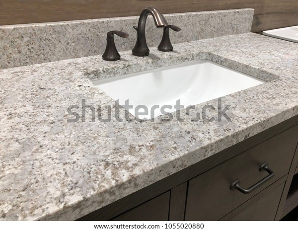 Rectangular White Sink Under Granite Countertop Stock Photo Edit