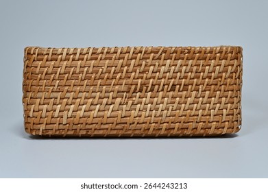 Rectangular woven rattan storage basket for home organization