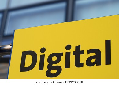 Rectangular yellow digital sign
