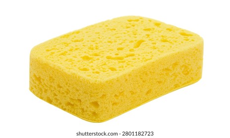 Rectangular yellow porous cleaning sponge for household washing
