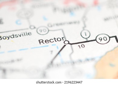 Rector. Arkansas. USA On A Geography Map