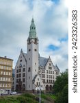 Rectorate of the Pomeranian Medical University - Pomorski Uniwersytet Medyczny. Old building of old European university.  Neo-Renaissance building with 68 metre tower. 