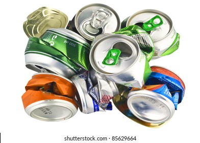 Recycle Aluminum Cans On White