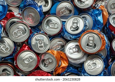 recycle aluminum metal crushed can waste background - Shutterstock ID 2061230828