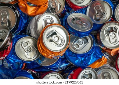 Recycle Aluminum Metal Crushed Can Waste Background