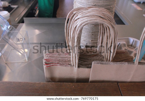 recycle bags\
package in the vintage coffee\
shop