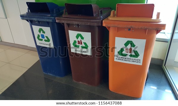 Recycle Bin Written Malay English Left Stock Photo Edit Now 1156437088