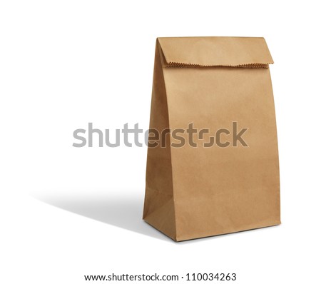 recycle brown paper bag mockup isolate