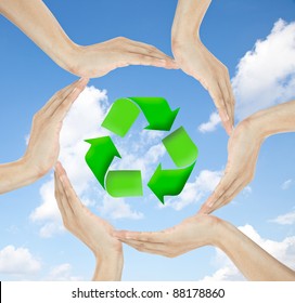 Recycle concept and human hands - Shutterstock ID 88178860